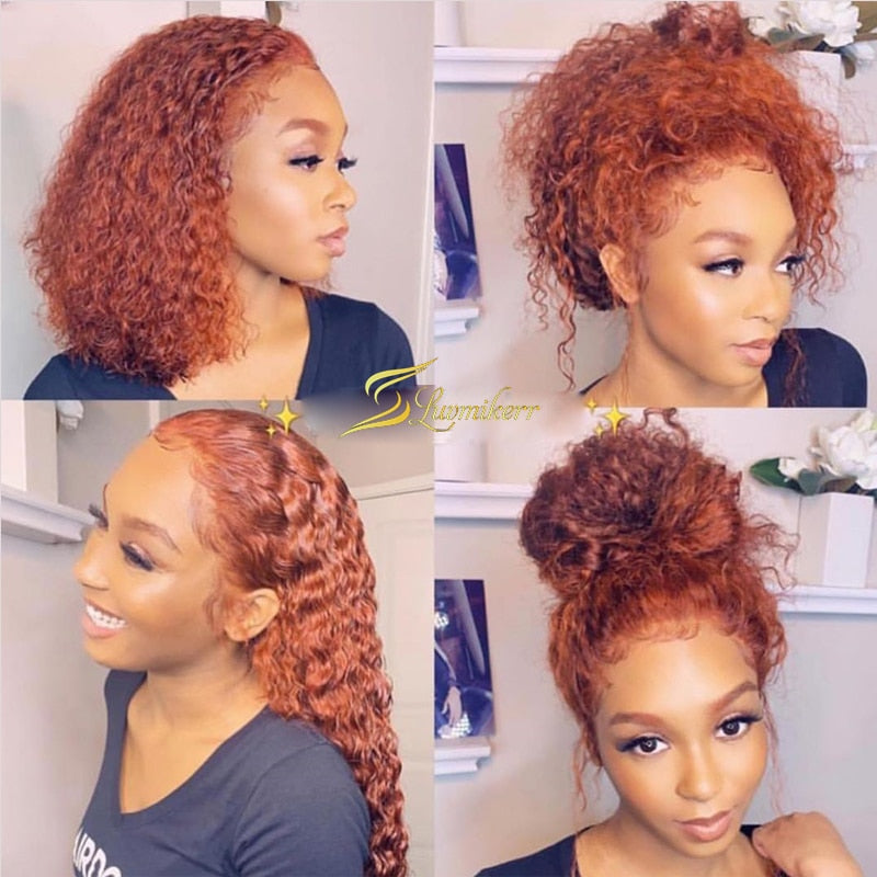 Curly Deep Water Wave Ginger 360 Full Frontal Lace Front