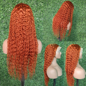 Curly Deep Water Wave Ginger 360 Full Frontal Lace Front