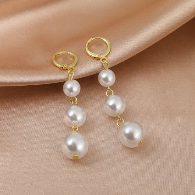 Vintage Glossy Arc Drop Earrings