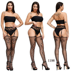 Sexy Fishnet High Waist Stocking With Garter Belt