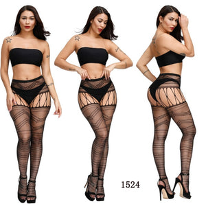 Sexy Fishnet High Waist Stocking With Garter Belt